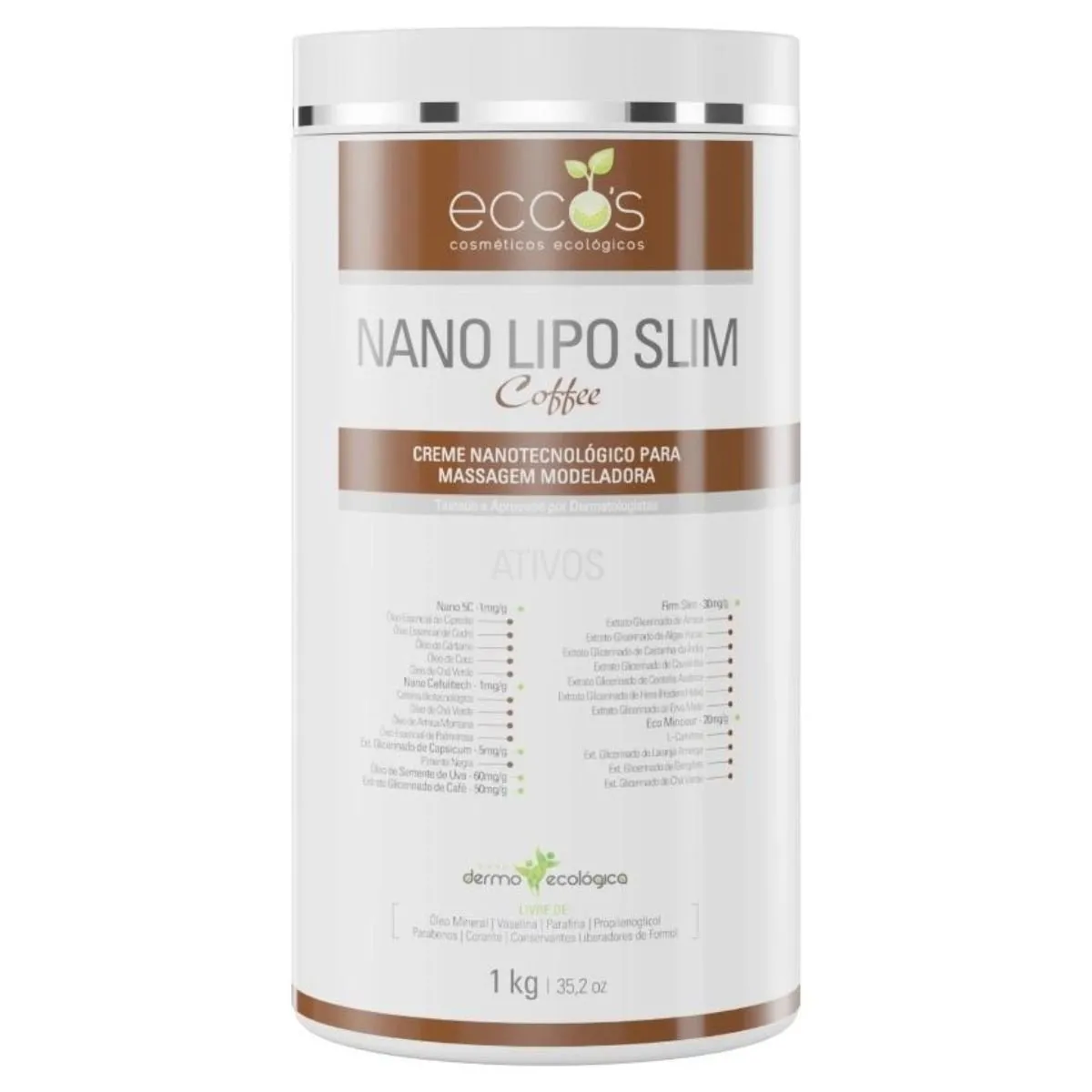 Creme para Massagem Modeladora Nano Lipo Slim Coffee 1kg Eccos