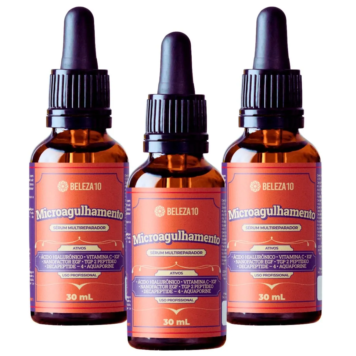 Kit 3 Sérum Profissionais Beleza10 – Microagulhamento Facial e Corporal