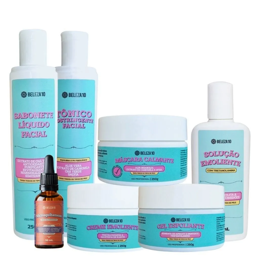 Kit Limpeza de Pele + Sérum Microagulhamento Beleza10 (7 Itens)