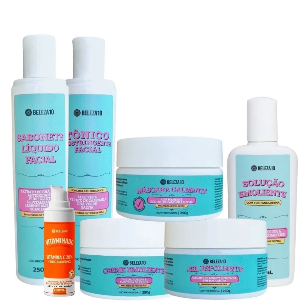 Kit Limpeza de Pele + Sérum Vitaminado Beleza10 (7 Itens)