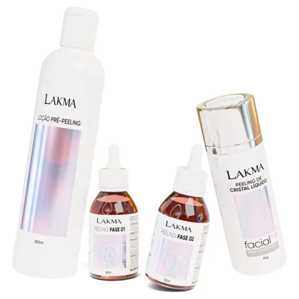 Kit Peeling Cristal Líquido Clareamento Lakma (4 Produtos)