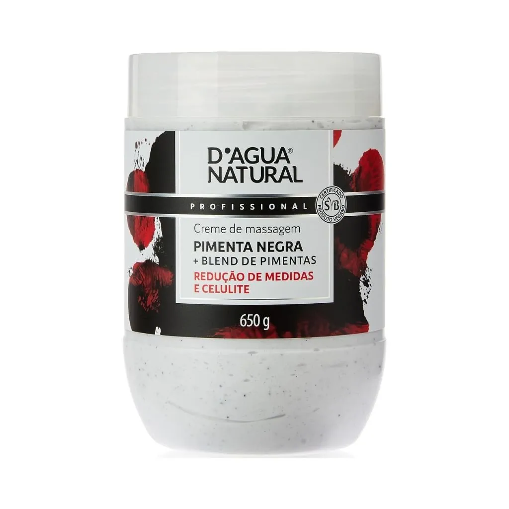 Pimenta Negra D'agua Natural Creme de Massagem 650g