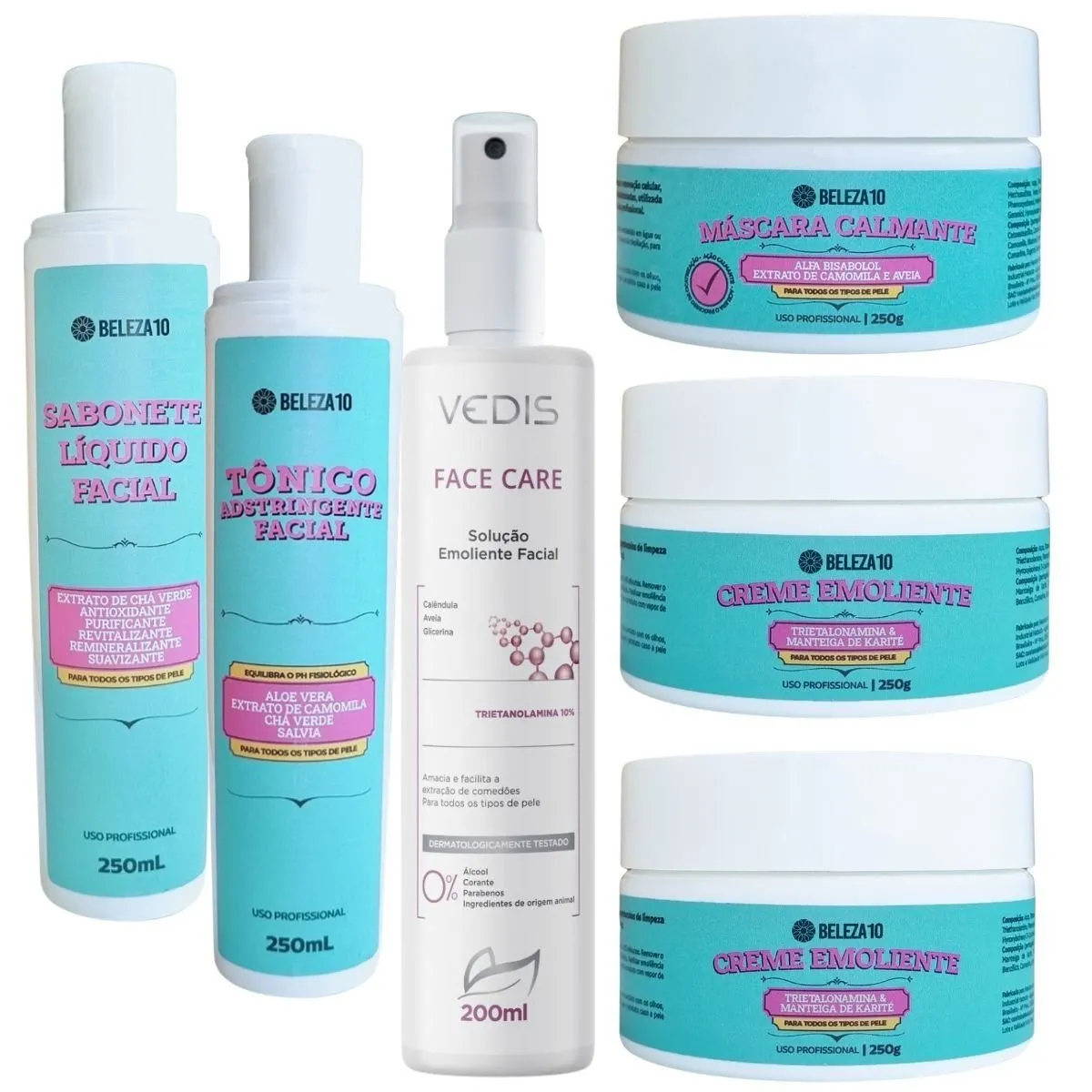 Kit Limpeza de Pele Skin Care Beleza10 (6 Itens)