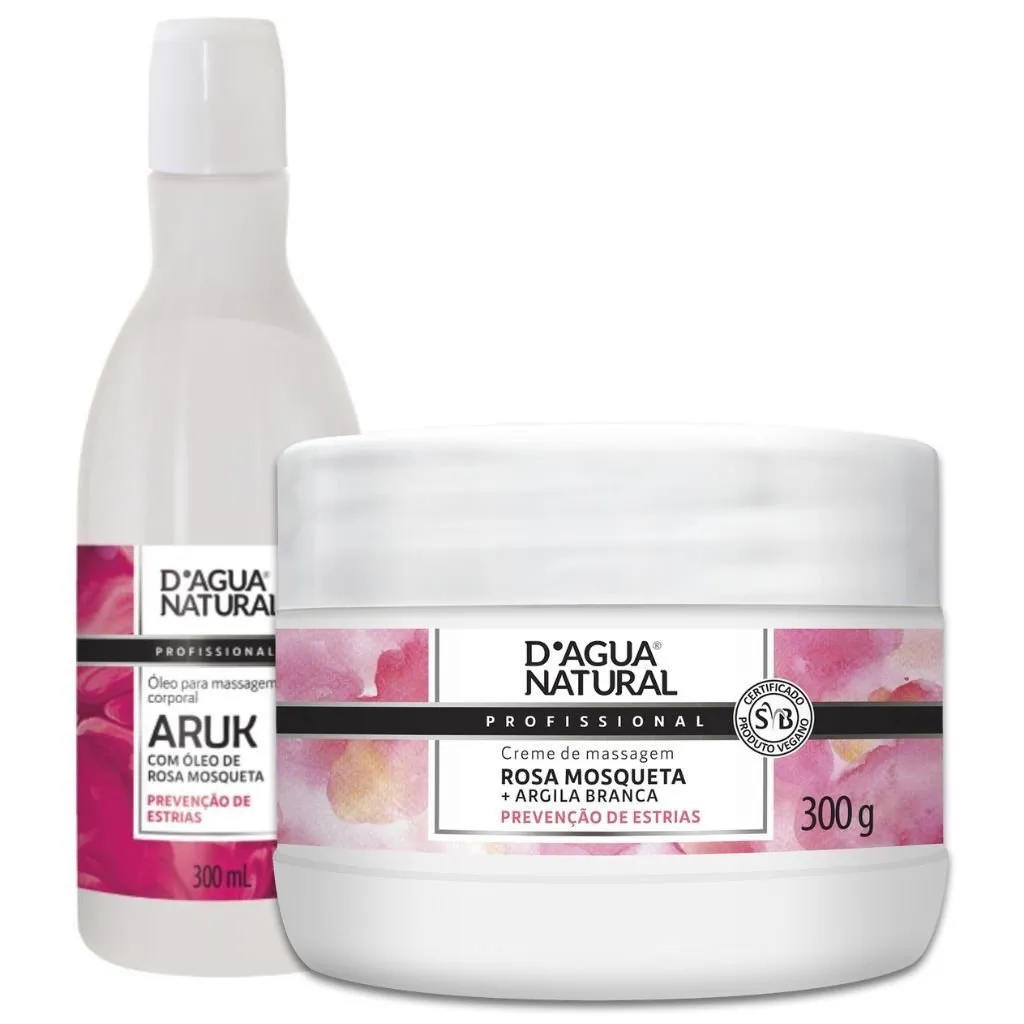 Kit Anti Estrias Rosa Mosqueta e Argila Branca D'Agua Natural