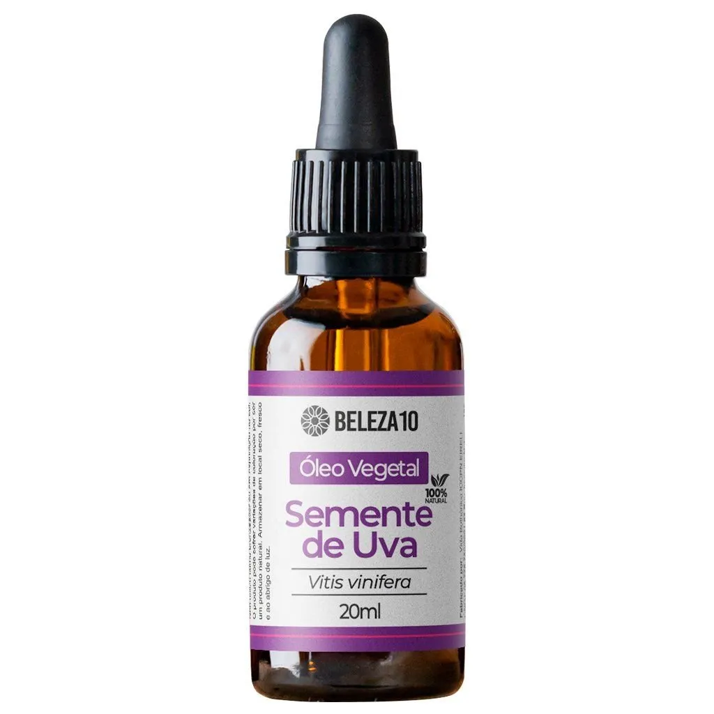 Óleo Vegetal Semente de Uva 100% Puro 20ml Beleza10
