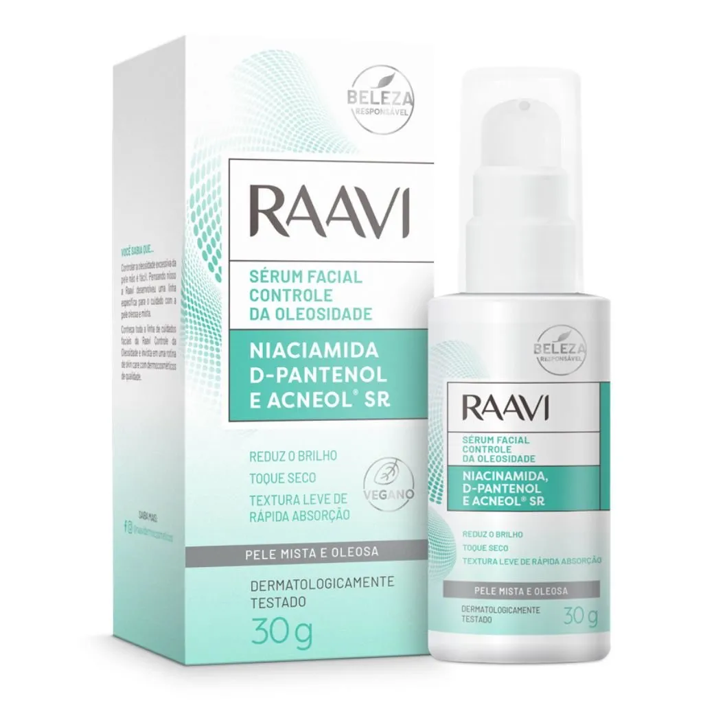 Sérum Facial Controle Da Oleosidade Niacinamida e D-Pantenol Raavi 30g