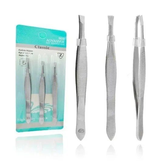 Trio de Pinças Reta Chanfrada e Agulha