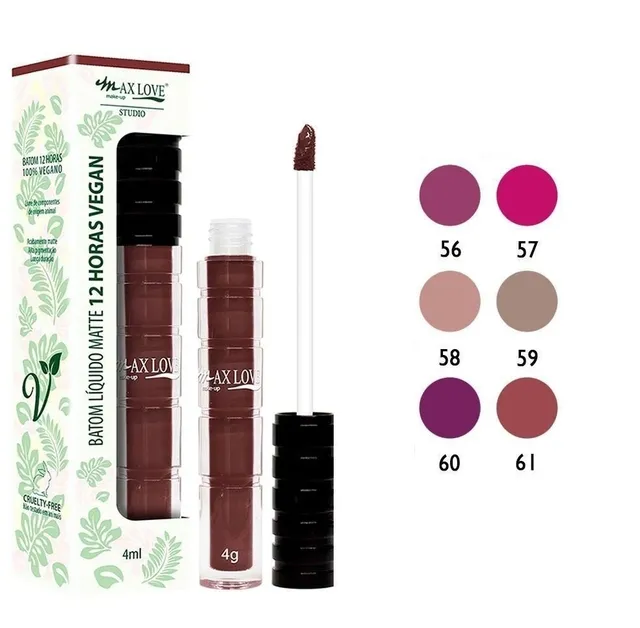 Batom Líquido 12 Horas Vegano Cor: 59 Max Love