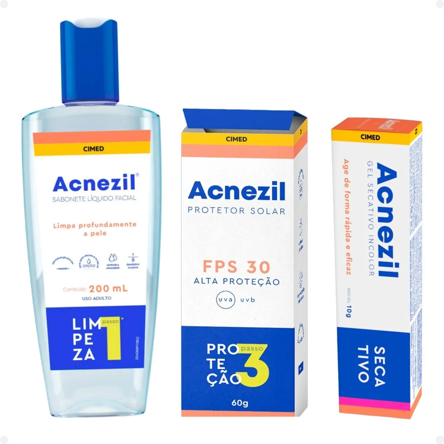 Kit Gel Secativo, Protetor Solar E Sabonete Líquido Acnezil - Cimed