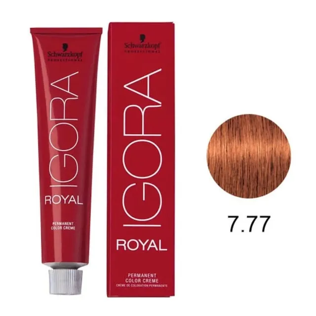 Coloração 7-77 Schwarzkopf Igora Royal 60ml Louro Médio Cobre Extra