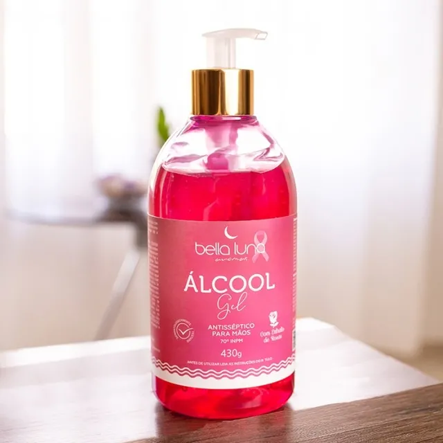 Álcool Gel Aromático Com Extrato De Rosas Bella Luna 430g