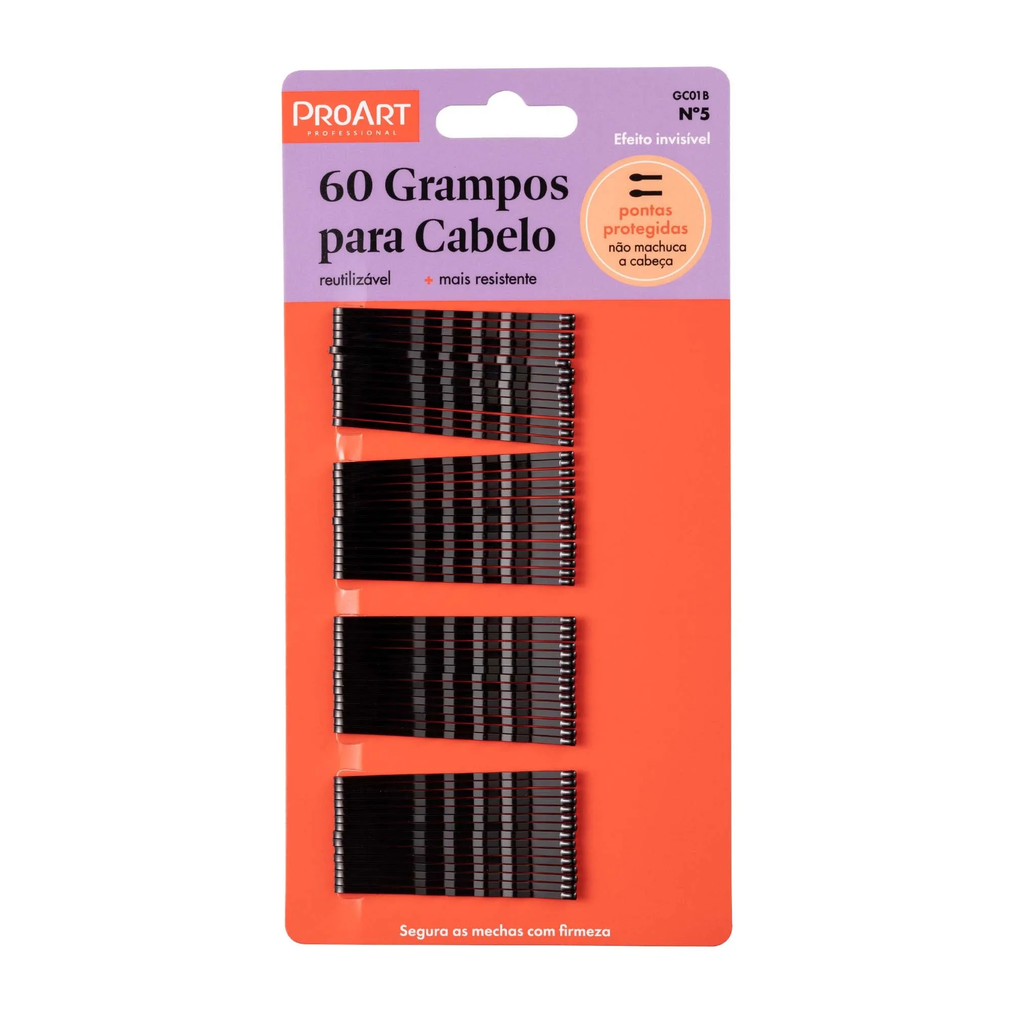 60 Grampos para Cabelos N5 Preto - Proart