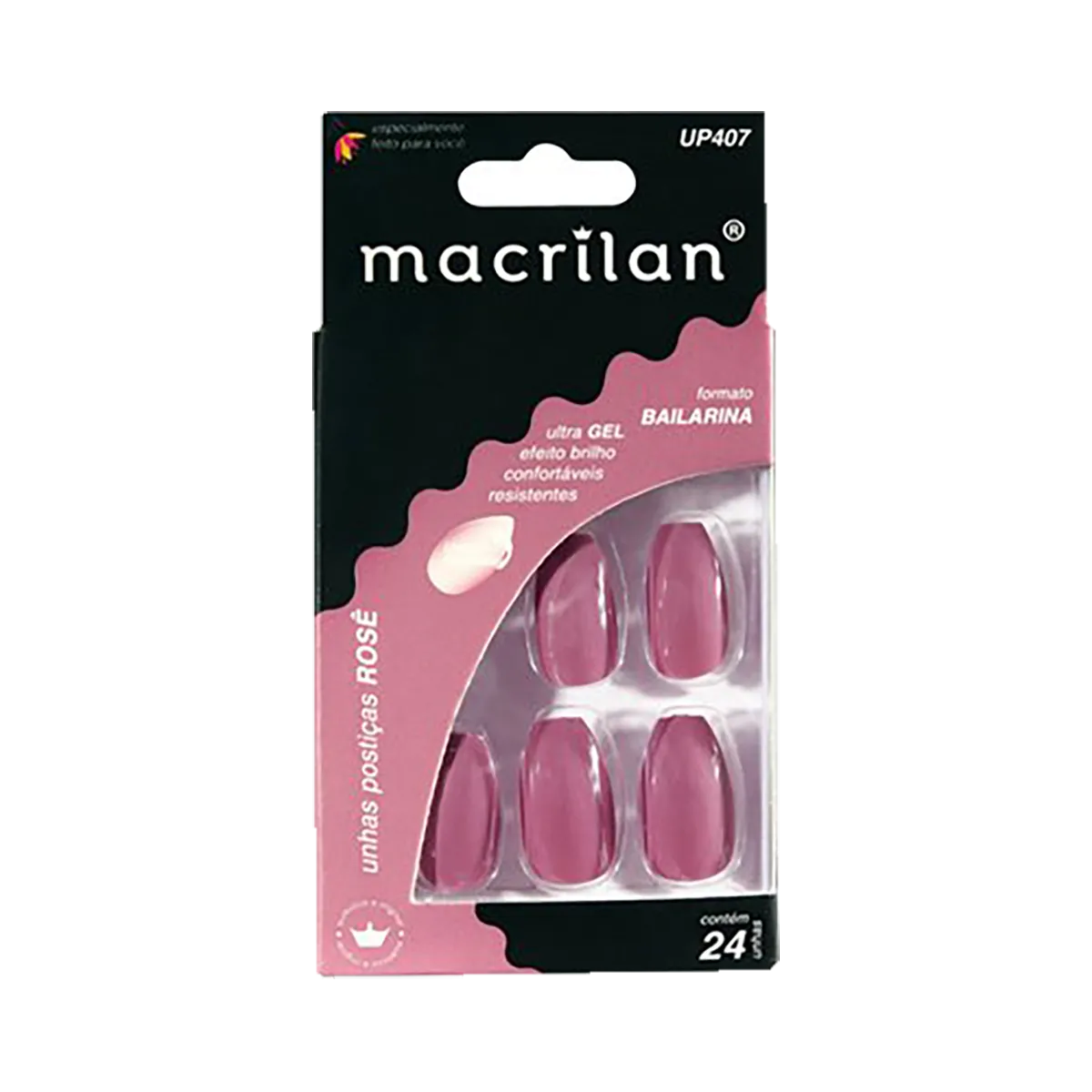 Unhas Postiças Bailarina Rose UP407 - Macrilan