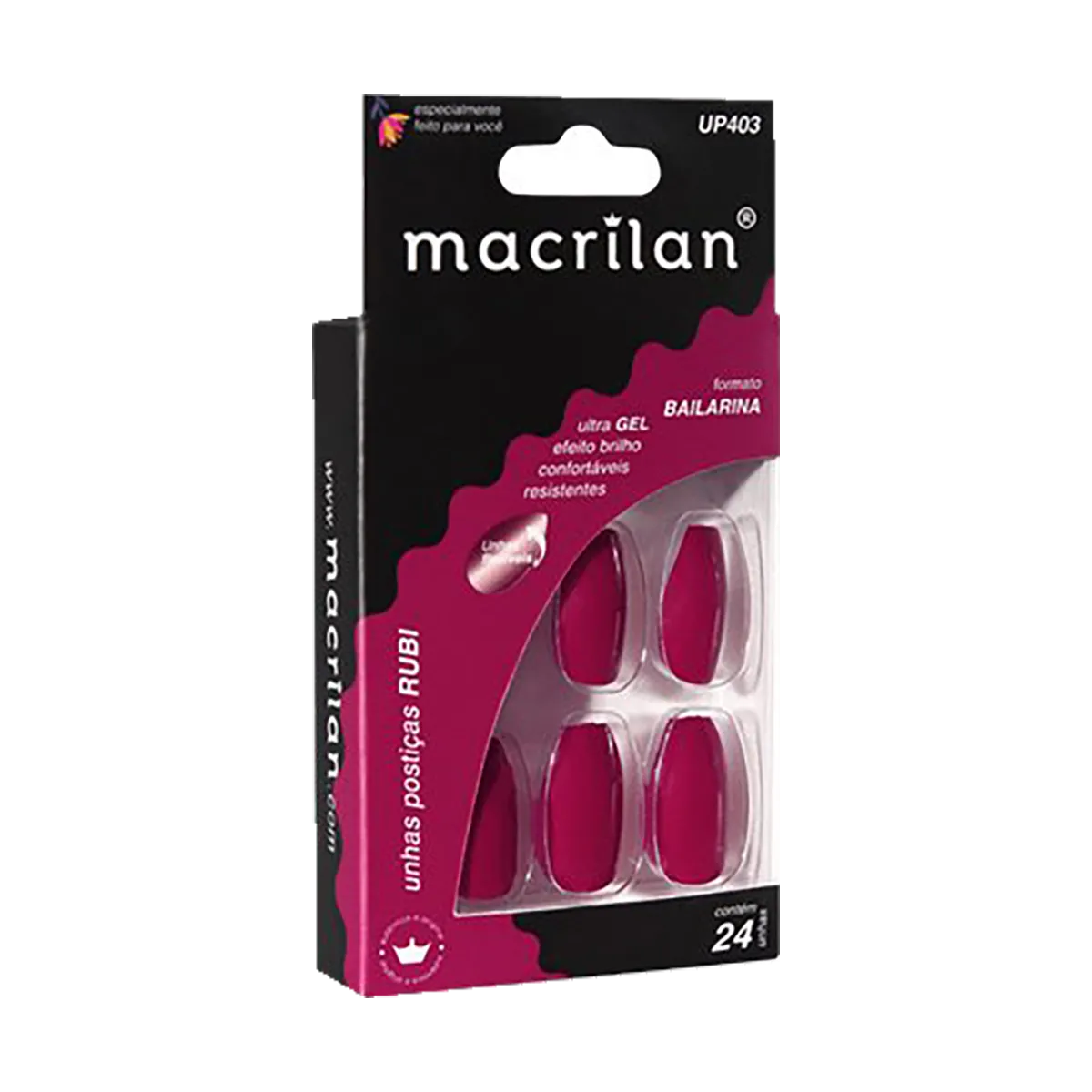 Unhas Postiças Bailarina Rubi UP403 - Macrilan