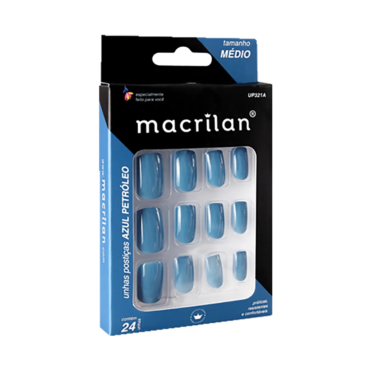 Unhas Postiças Médio Azul UP321A - Macrilan