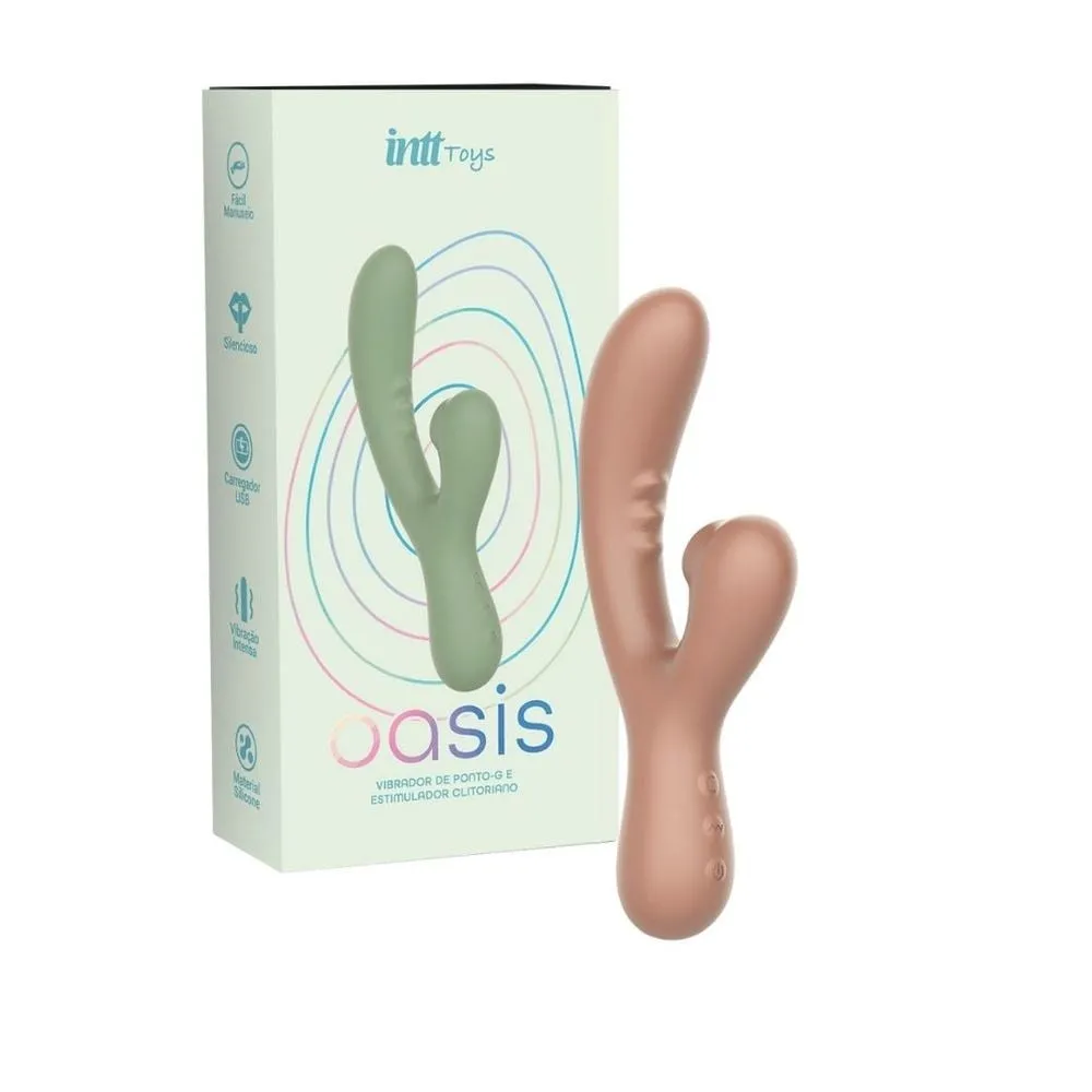 Vibrador de Ponto G e Estimulador Clitóris Oasis Nude - Intt Cosméticos