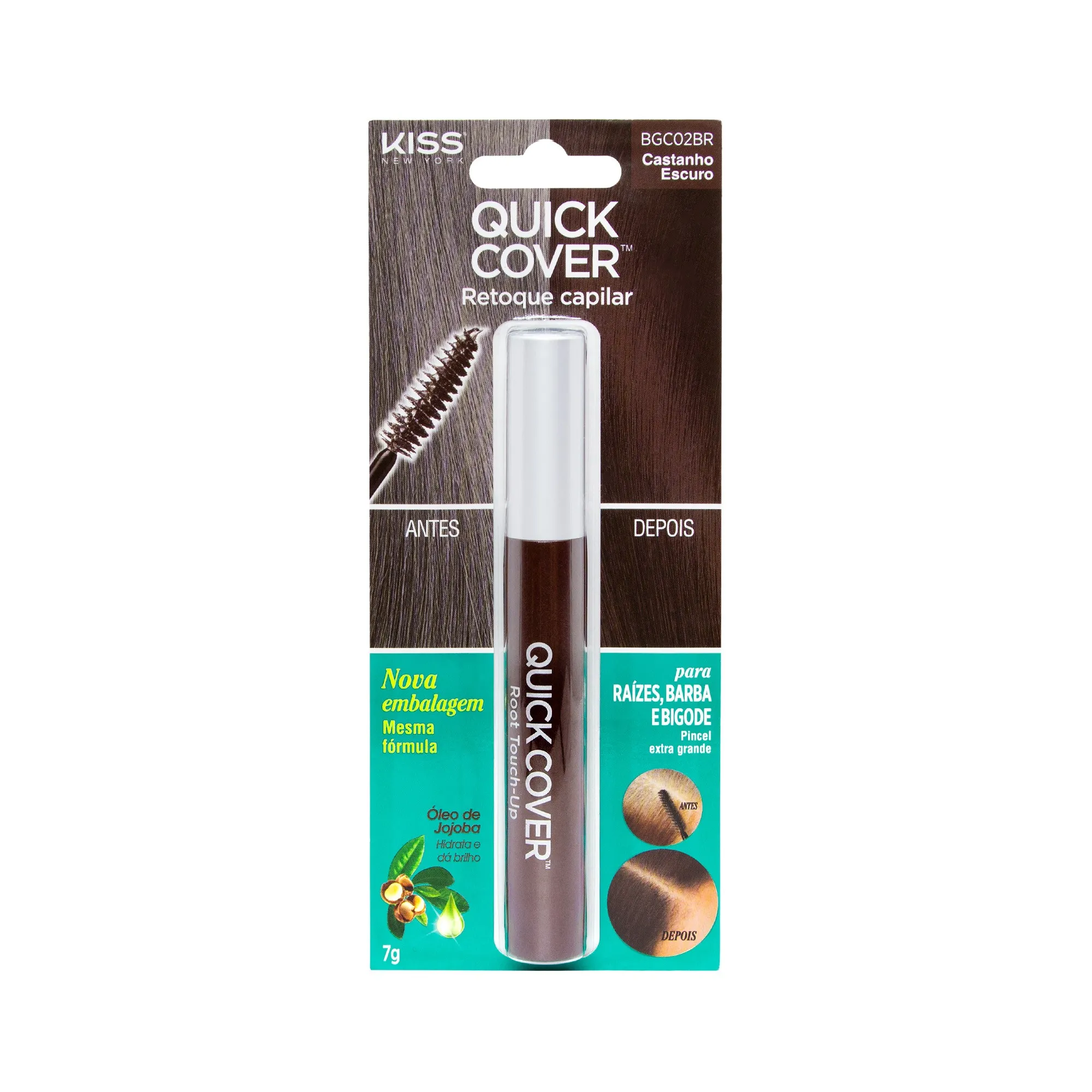 Retoque Capilar de Raiz Kiss New York Gray Hair Touch Up - Castanho Escuro