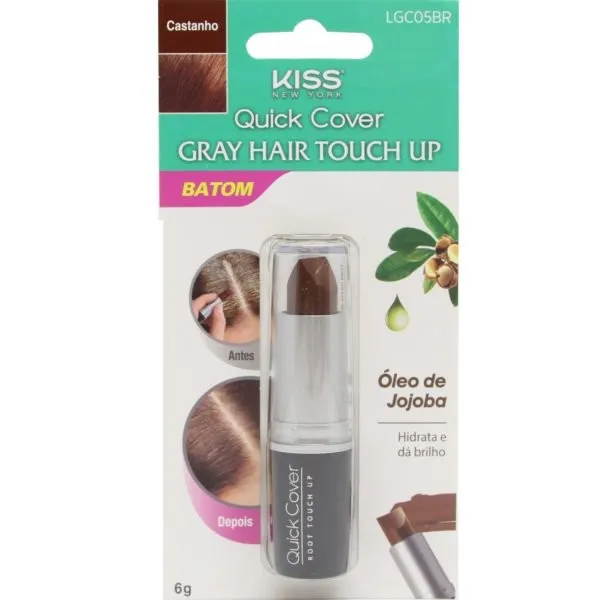 Batom Capilar para retoque de Raiz Kiss New York Gray Hair Touch Up - Castanho