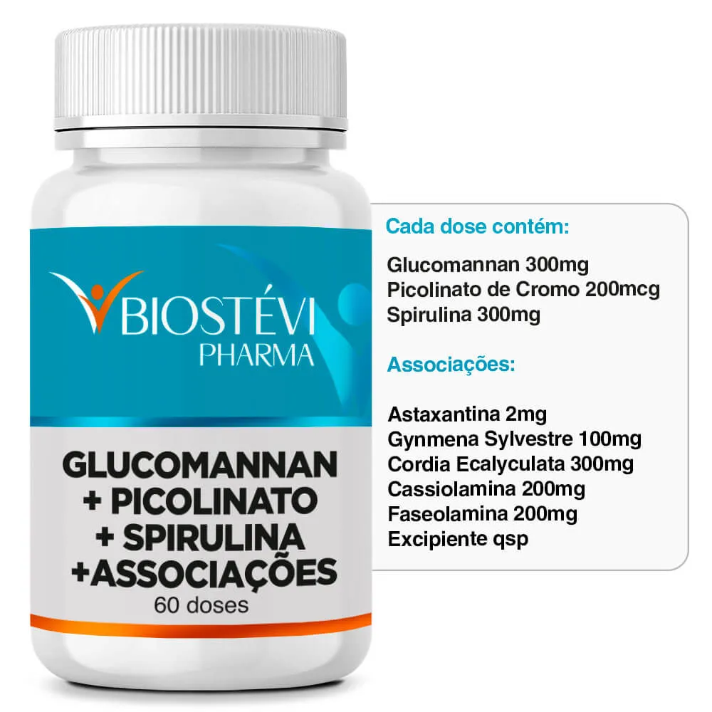 Controle de Apetite Turbo | Glucomannan + Picolinato + Spirulina + Associações - 60 doses
