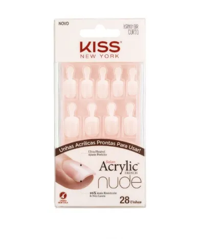 Unhas Postiças Kiss New York Salon Acrylic Nude Curta - Breathtaking