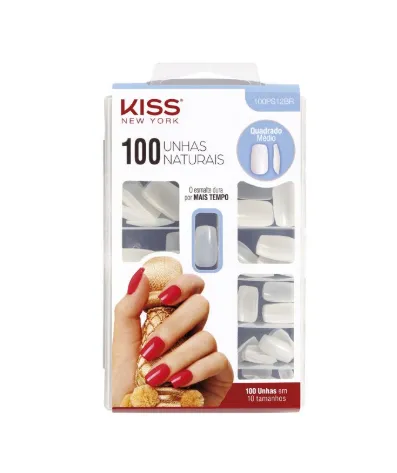 Unhas Postiças Naturais Quadrado Médio - Kiss New York