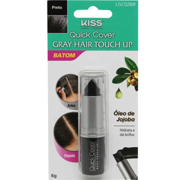 Batom Capilar para retoque de Raiz Kiss New York Gray Hair Touch Up - Preto
