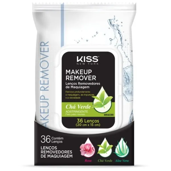 Lenço Demaquilante Kiss NY 36 un - Chá Verde