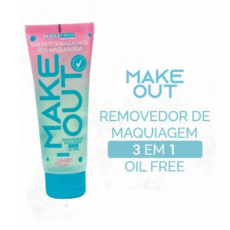 SABONETE MAKE OUT DEMAQUILANTE PÓS MAQUIAGEM 3 EM 1 100ML DERMACHEM