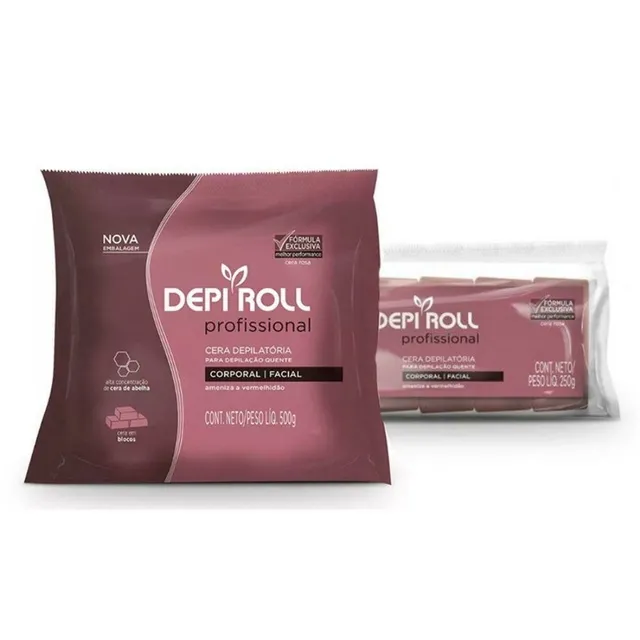 Cera Quente Depilatória Corporal e Facial Depi Roll Rosa 250g