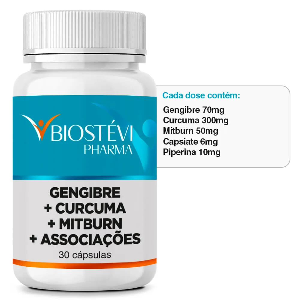 Composto para Aumento do Metabolismo Basal (Termogênese) | Gengibre + Cúrcuma + Mitburn + Associações 30 Cápsulas