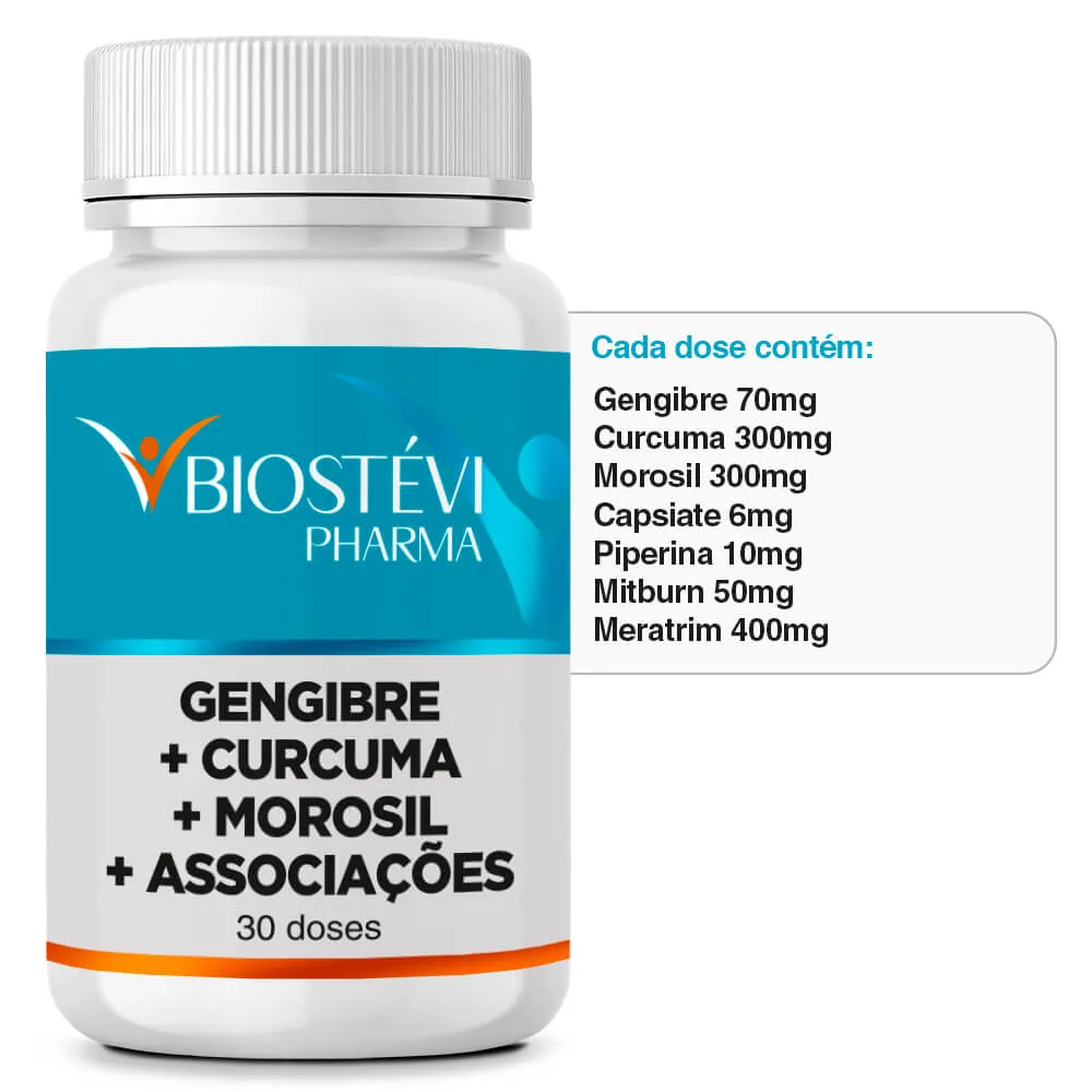 Composto para Aumento do Metabolismo Basal - Gordura Localizada e Queima de Calorias (Gengibre + Cúrcuma + Morosil + Associações) 30 Cápsulas
