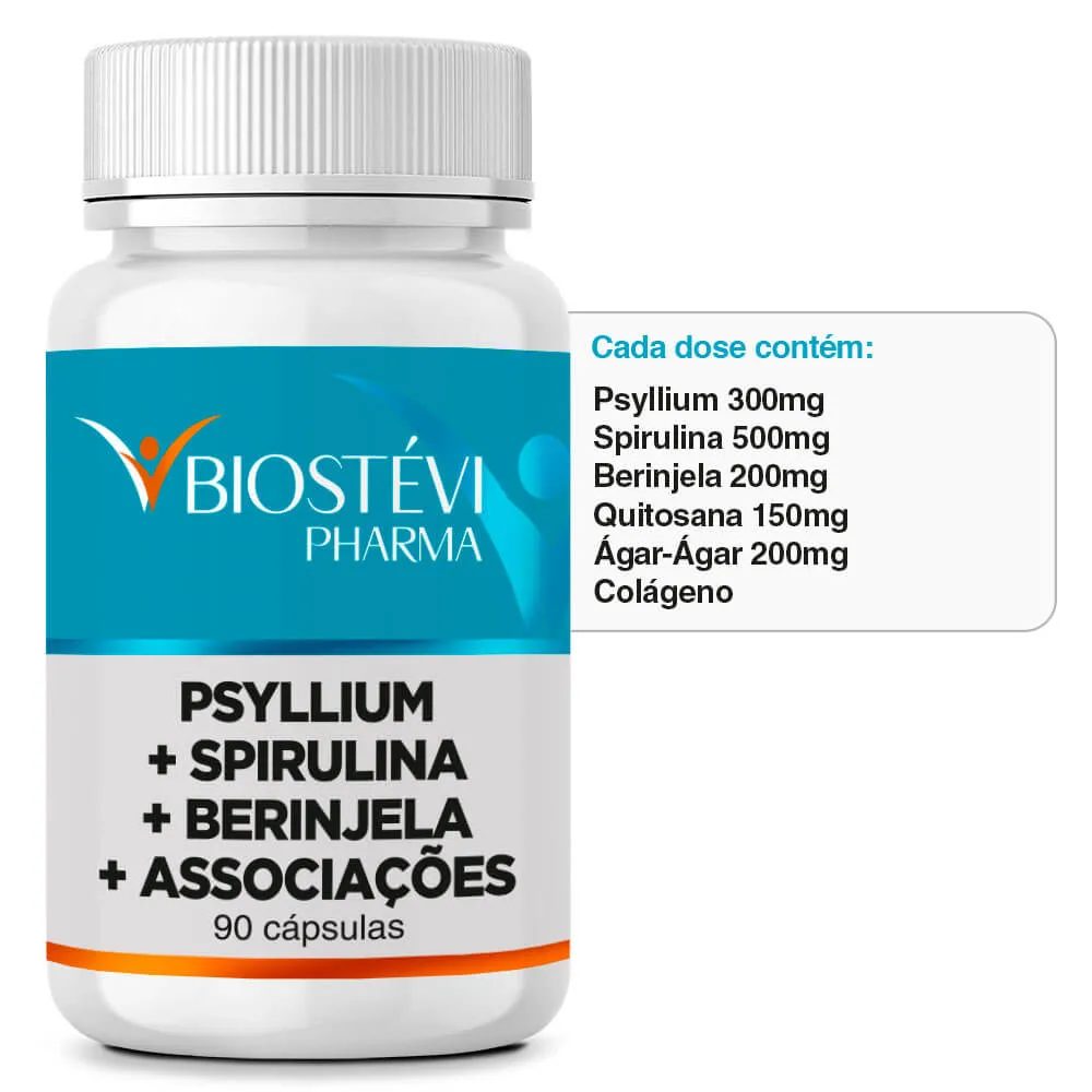Composto para Auxiliar o Emagrecimento de Forma Saudável | Psyllium + Spirulina + Berinjela + Associações 30 Doses