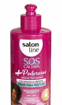 Creme para Pentear Salon Line SOS Cachos + Poderosos 300ml Cacheados & Crespos 3 a 4ABC Ultra Desembaraço Proteção UV