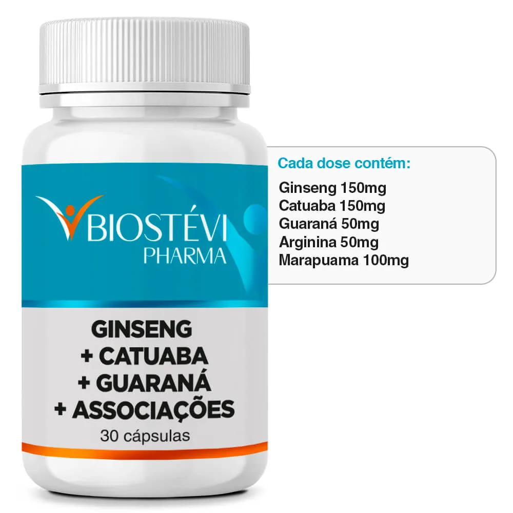 Ginseng Turbinado | Ginseng + Guaraná + Arginina + Associações 30 Cápsulas