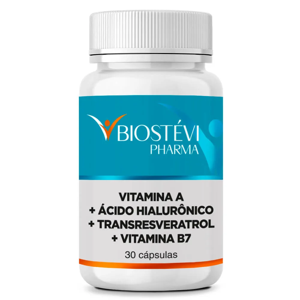 Composto Rejuvenescedor | Vitamina A + Ácido Hialurônico + Transresveratrol + Vitamina B7 30 Cápsulas