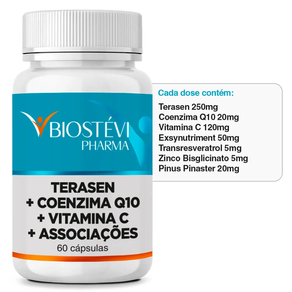 Terasen Composto | Terasen + Coenzima Q10 + Vitamina C +  Associações 60 Cápsulas