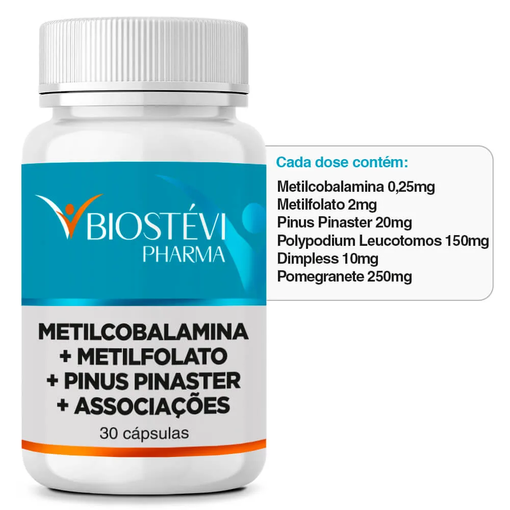 Suplemento para Cabelos Brancos | Metilcobalamina + Metilfolato + Pinus Pinaster + Associações 30 Cápsulas