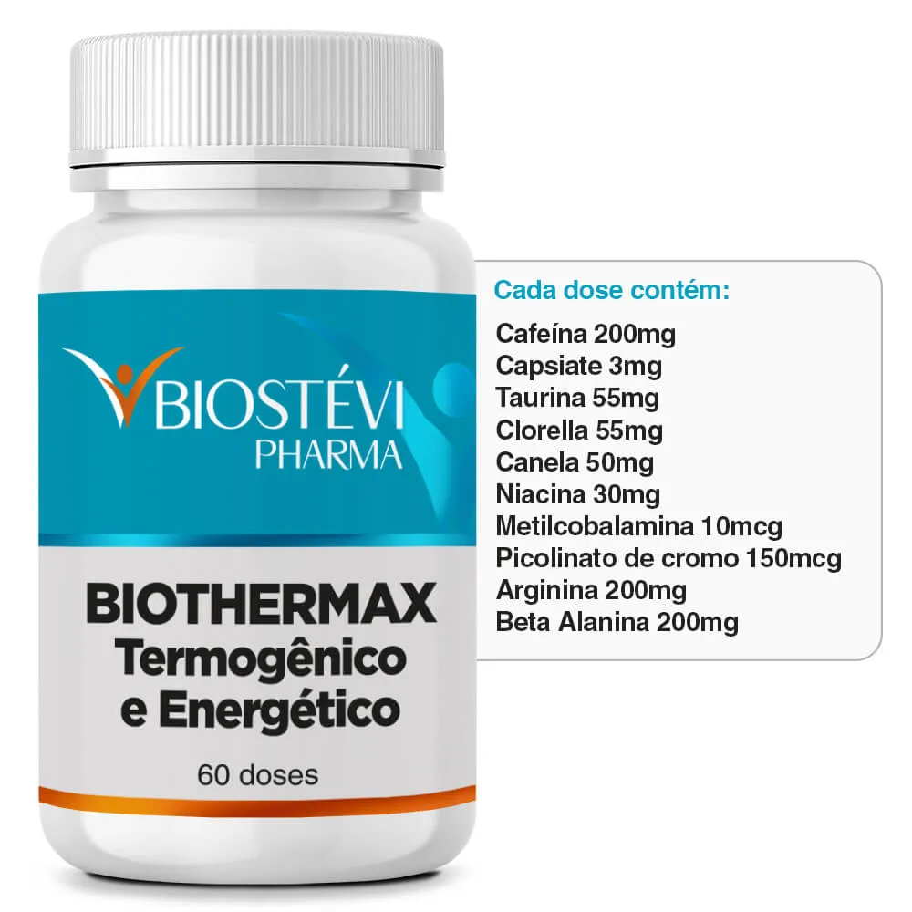 Biothermax – Termogênico e Energético | Arginina + Taurina + Cafeína + Associações 60 Doses