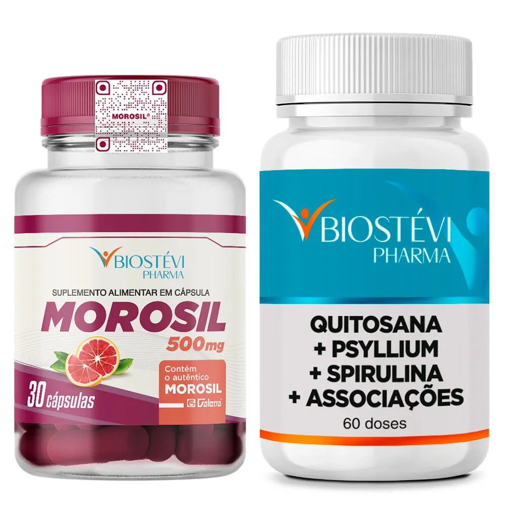Kit | Morosil 500mg 30 Cápsulas + Quitosana + Psyllium + Spirulina + Associações 60 Doses