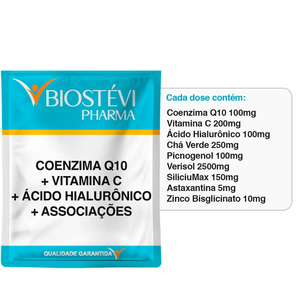 Composto para Flacidez da Pele 50+ | Coenzima Q10 + Vitamina C + Ácido Hialurônico 30 Sachês