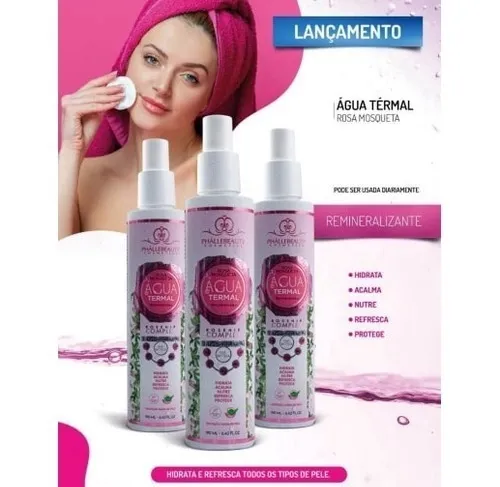 Água Termal Phallebeauty Hidratante Rosa Mosqueta 190ml