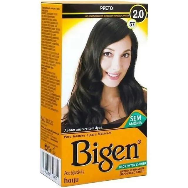 Kit Tintura em Pó Permanente Bigen 6g Preto