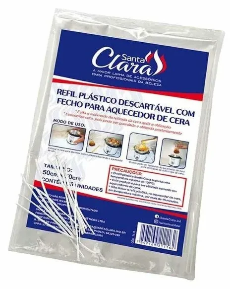 REFIL PLASTICO DESCARTAVEL COM FECHO PARA AQUECEDOR DE CERA COM 06 UNIDADES