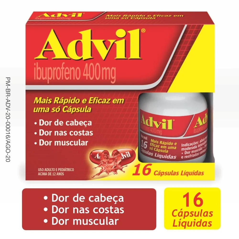 Advil Extra Alívio 400mg 16 Cápsulas Líquidas