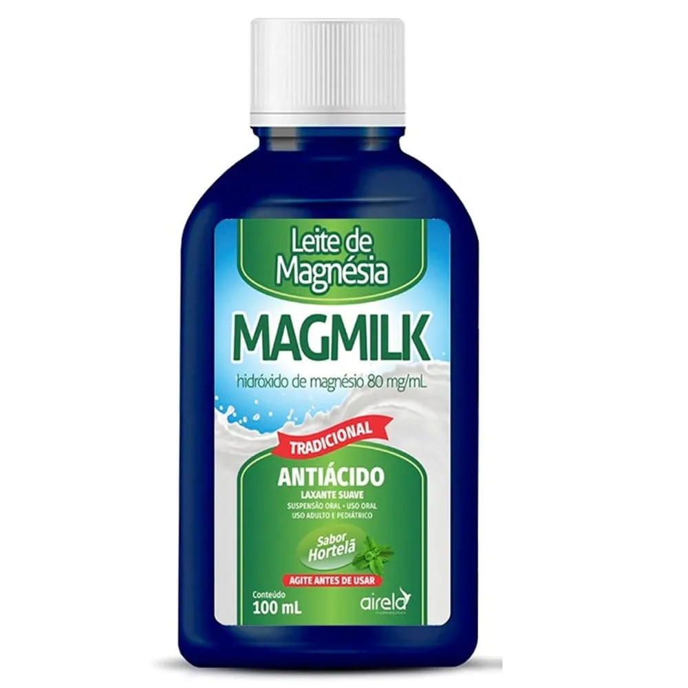 Leite de Magnésia Magmilk Hortelã Suspensão Oral 80mg 100ml
