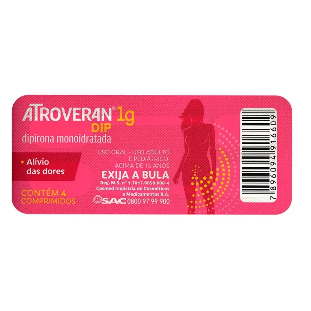 Atroveran DIP (Dipirona 1g) 4 Comprimidos
