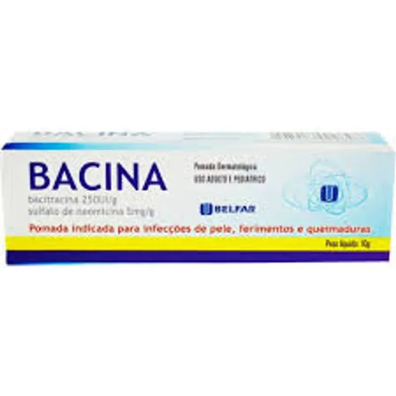 Bacina (Sulfato de Neomicina + Bacitracina Zíncica) 5mg/g + 250UI/g pomada de uso dermatológico 15g