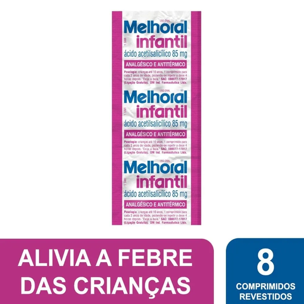 Melhoral Infantil 85mg 8 Comprimidos