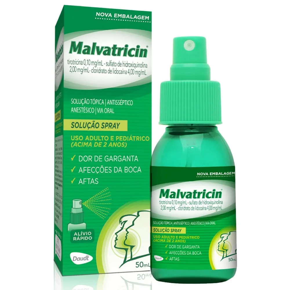 Malvatricin Antisséptico e Anestésico Spray Bucal 50ml