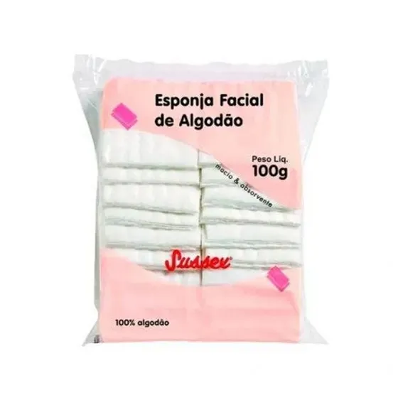 Algodão Sussex Esponja Facial 100g